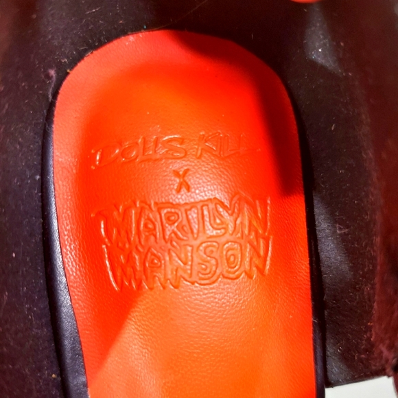 Dolls Kill x Marilyn Manson Black Faux Leather Platform Ankle Strap Heels - Picture 6 of 16